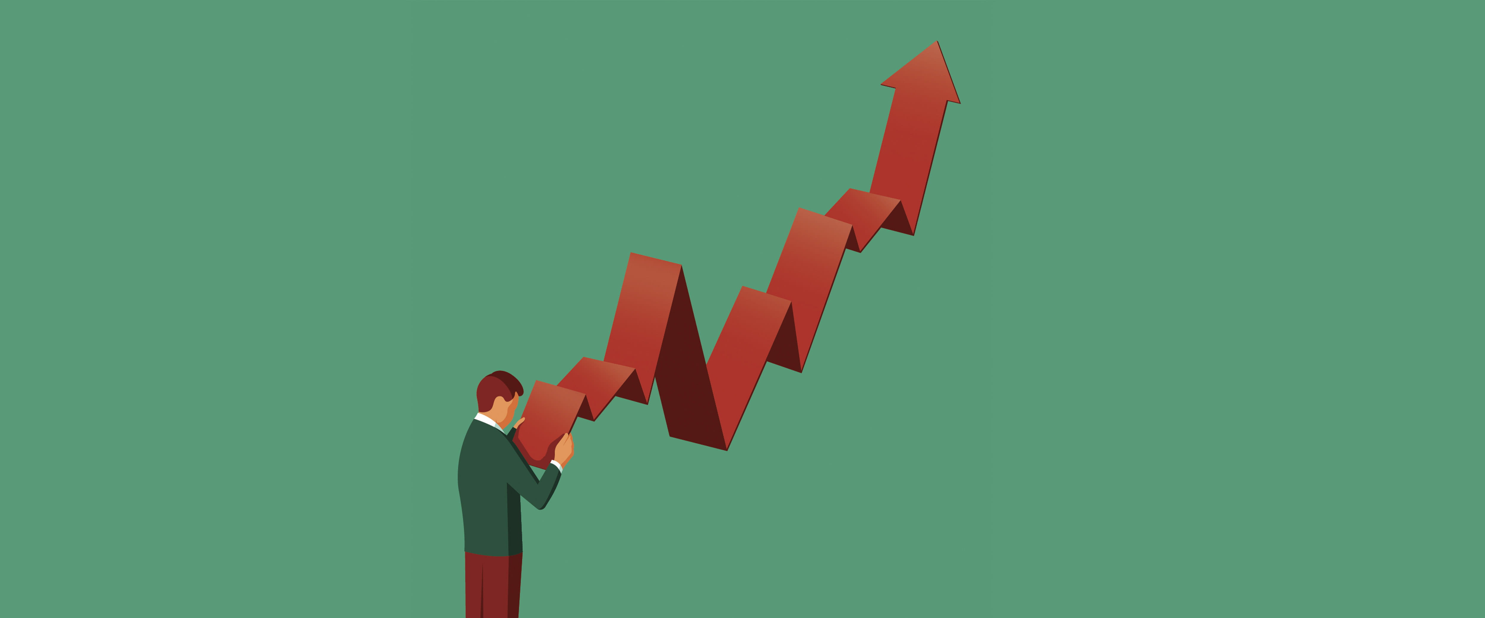 Illustration of someone holding an arrow going up