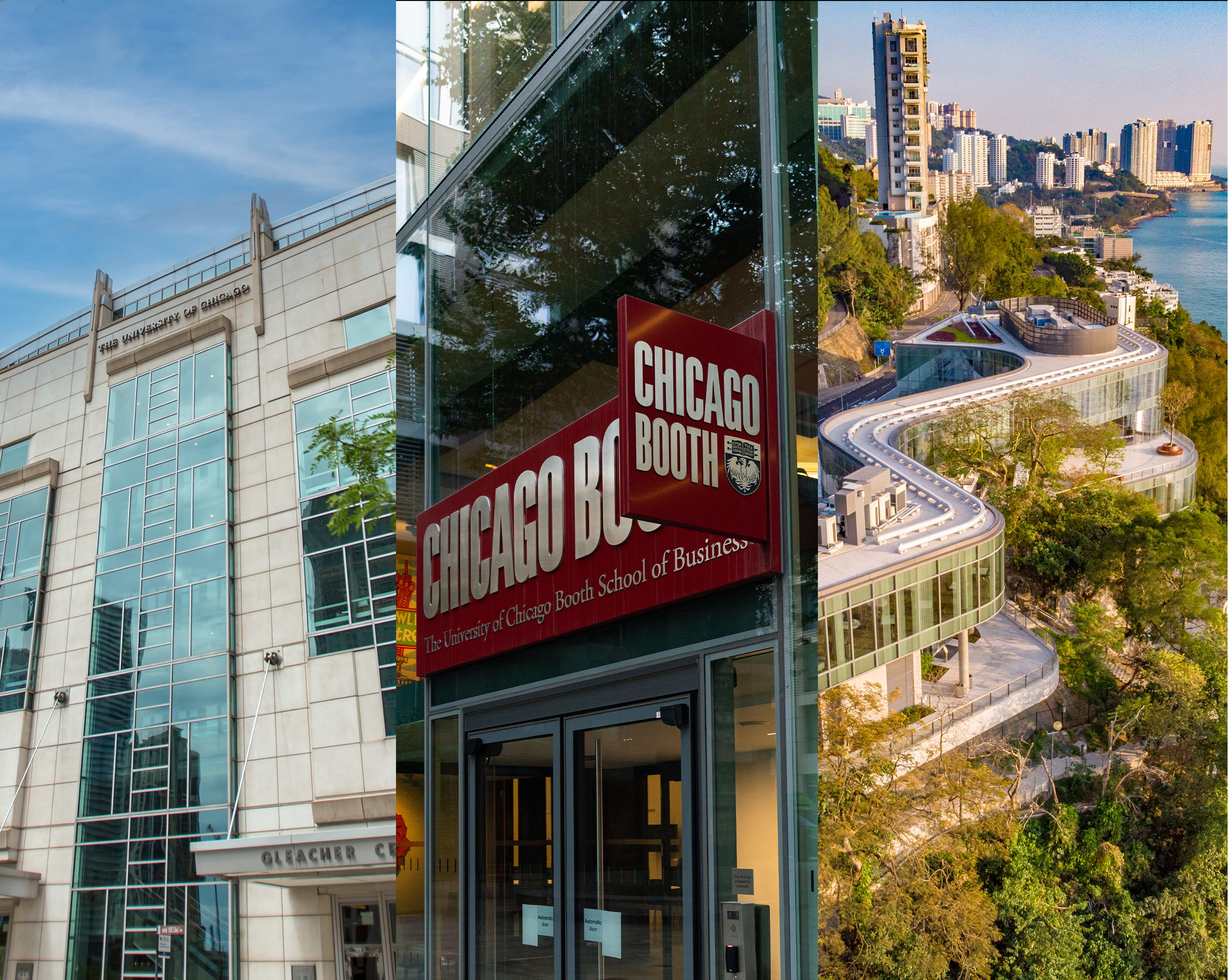 Collage of three Booth campuses